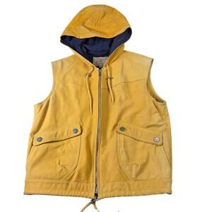 Georgetown Leather Vintage Hooded Vest Yellow 100% Leather USA Style 903